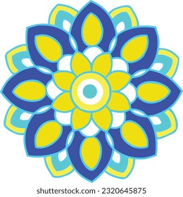 Coloured Mandala, Bright colours, Colourful Patterns, SImple yet elegant designs, Digital Drawing, Circles and Petals Mandala, Shapes