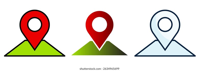 Coloured Maps Icon Set Triple Style Collection, Editable Icon, Coloured Icon.
