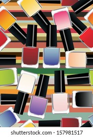Coloured nail polish bottles seamless pattern