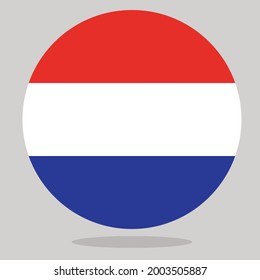 Coloured Netherland flag. Vector illustration of circle Netherland flag
