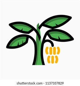 Coloured outline Banana tree vector icon