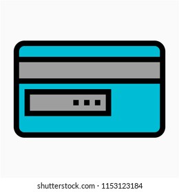 Coloured outline CVV code of credit card pixel perfect vector icon