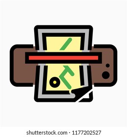 Coloured outline laminating machine pixel perfect vector icon