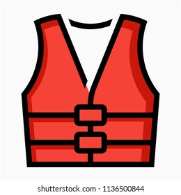 Coloured outline Life jacket pixel perfect vector icon