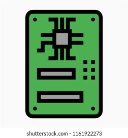 Coloured outline motherboard pixel perfect vector icon