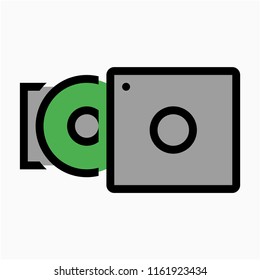 Coloured outline optical disk drive pixel perfect vector icon