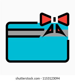 Coloured outline promotion free get credit card pixel perfect vector icon