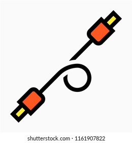 Coloured outline USB cable pixel perfect vector icon