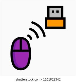 Coloured outline wireless mouse pixel perfect vector icon