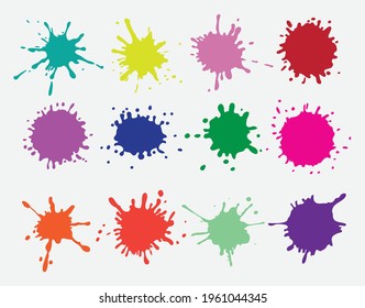 Coloured paint stains collection  icons,symbol and vector,Can be used for web, print and mobile