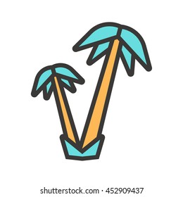 Coloured palm trees vector icon suitable for mobile and web applications.Holiday and travel icon.