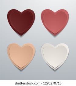 Coloured paper hearts set. Collection of hearts, Vector illustration