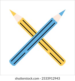 Coloured Pencils Icon Cartoon Flat Design Style Illustration