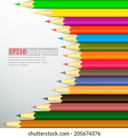 Coloured pencils. Illustration on white background