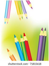 Coloured pencils on abstract background