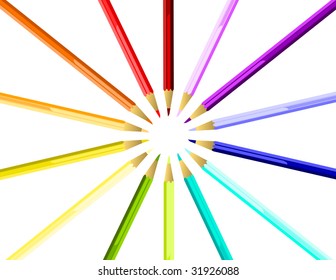 Coloured Pencils Round. Vector illustration
