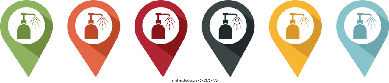 Coloured pin of a bottle of hydroalcoholic gel for disinfecting the hands