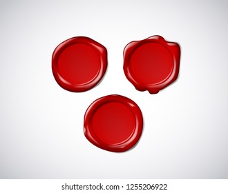Coloured red wax seal, signet or stamp for certificate.
