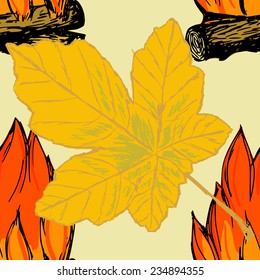 coloured seamless pattern with motive of autumn