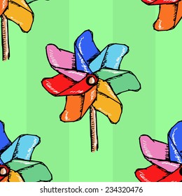 coloured seamless pattern with motive of windmill colours