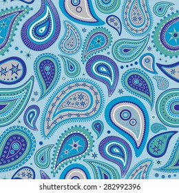 Coloured seamless pattern in style paisley in winter colors.