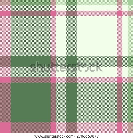 Coloured seamless plaid pattern, linear vector background texture. Single check textile fabric tartan in light and green colors palette.