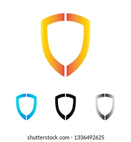 Coloured shield in orange, blue and black icon set. User website shield icon. Signs and symbols, web, logo, mobile app, vector