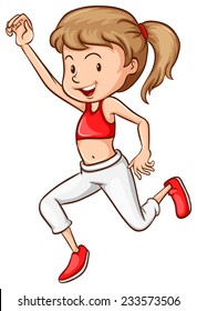 A coloured sketch of a female dancer on a white background 