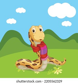 Coloured snakes vector cartoon illustration