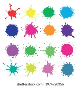 Coloured splash paint stains collection