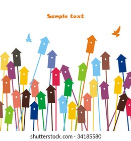 coloured starling-houses