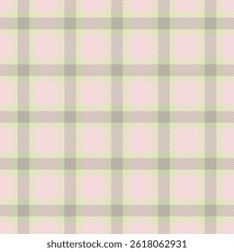 Verificação de textura de tartan colorido, pano de fundo têxtil periódico xadrez. Padrão de tecido de vetor artístico sem costura na paleta de cores claras e pastel.