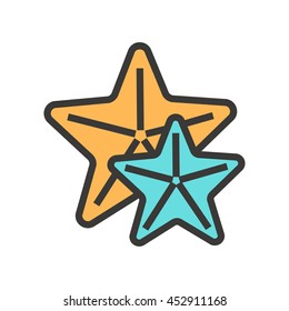 Coloured vector icon of star fishes. Great for mobile and web apps.