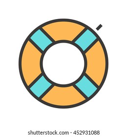 Coloured vector illustration of a swimming circle. Summer, holidays and travel icon.