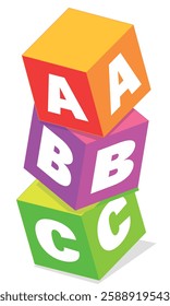 Colourful 3d ABC blocks, business teamwork element, success, development or Progress concept isolated on a white background