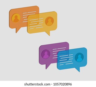 Colourful 3D chat bubbles with avatars in vector graphics