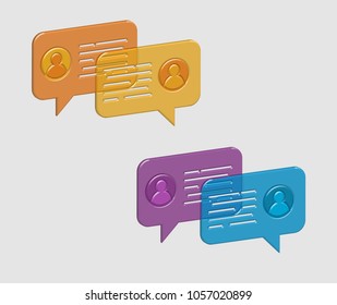 Colourful 3D chat bubbles with avatars in vector graphics
