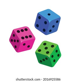 Colourful 3D Dice vector illustration 