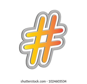 Colourful 3D hashtag in vector graphics