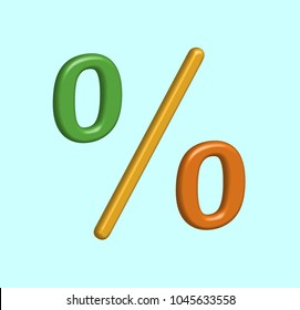 Colourful 3D percentage symbol in vector graphics