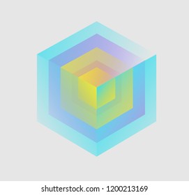Colourful 3D transparent cube for logo or abstract use in vector graphics