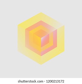 Colourful 3D transparent cube for logo or abstract use in vector graphics