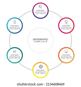 Colourful 6 steps infographic template, gradient colorful circular elemnt graphic design EPS 10 design 