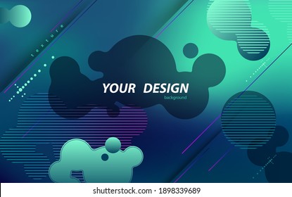Colourful abstract background. Fluid composition with trendy flow gradients. Composition, geometric shapes. Presentation, flyers, brochures, posters, banners. Green stripes color, circle, text, vector