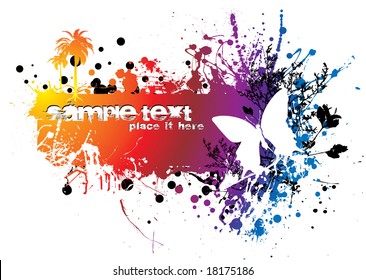 colourful abstract background with ink splat and room for copy