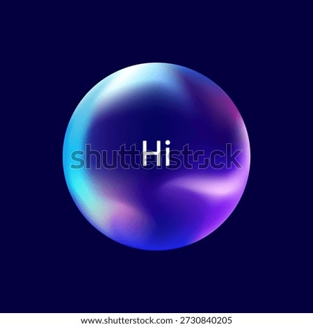 Colourful Abstract Circle with Hi Word Text for Ai Voice Assistance Application. Artificial Intelligence Robot Consultant using Big Data Tech Concept. Vibrant Fluid Glow Curve Vector Logo Illustration
