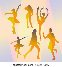 colourful abstract dancing lady vector design silhouettes
