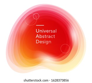 Colourful abstract dynamical blots. Universal geometric lines, wavy shapes. Orange, yellow, ginger colors with white circles. Template for poster, promo flyer or slide. Vector illustration.