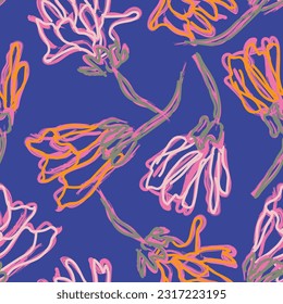 Colourful Abstract Floral seamless pattern design for fashion textiles, graphics, backgrounds and crafts