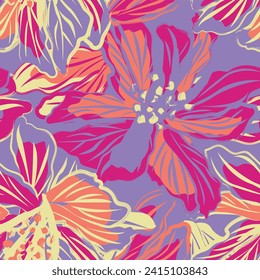 Colourful Abstract Floral seamless pattern design for fashion textiles, graphics, backgrounds and crafts